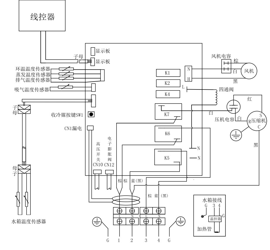 KF65/200-GE3-U1 空气能热水器G3系列接线端子图