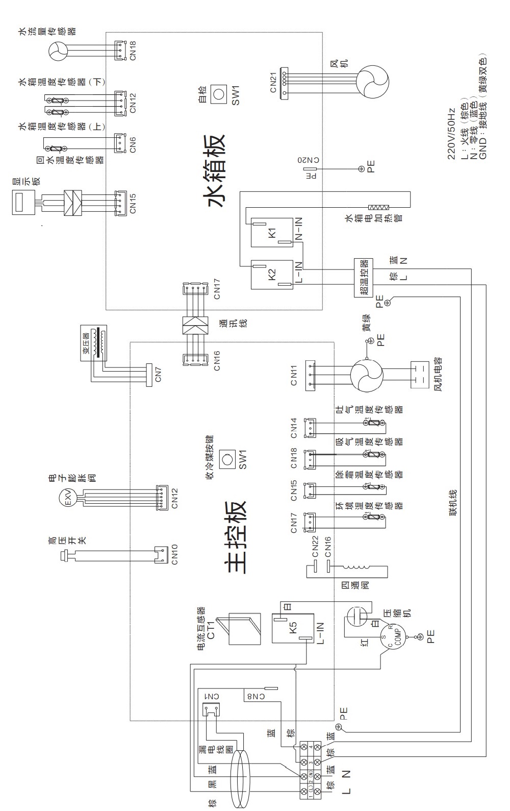 KF75_200-LE1-U1空气能热水器G3系列接线端子图