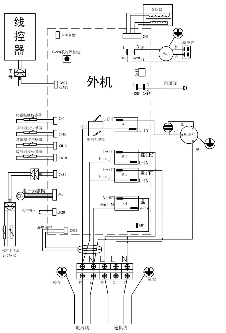 海尔KF70、KF99系列热泵热水器接线图